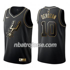 Män San Antonio Spurs Tröja DeMar DeRozan 10 Nike Svart Guld Edition Swingman